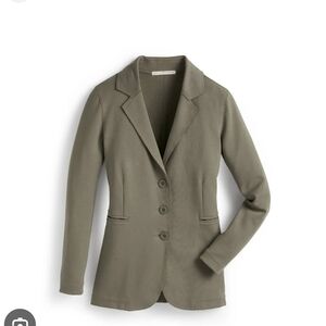 Peruvian Connection Large Olive Sage Green Khaki Cotton Jercey Jacket Size L